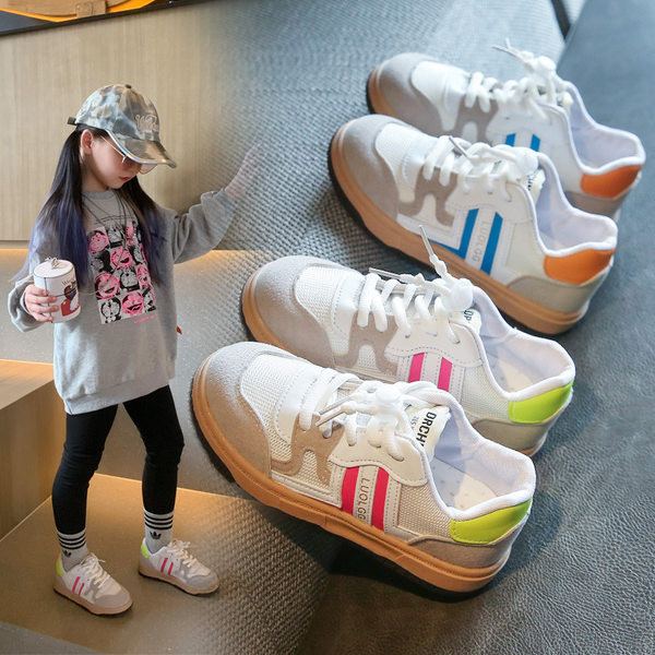 Tenisi de copii actuali pentru fete cu sireturi si talpa plate