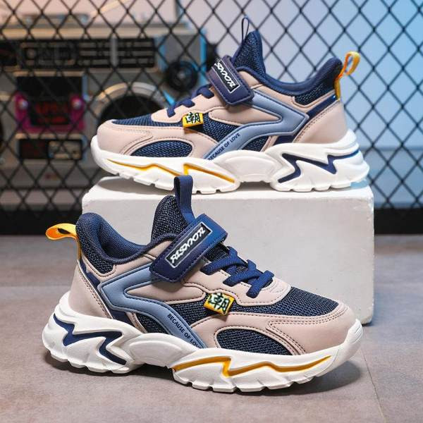 Adidași sport respirabili cu inscripție și velcro pentru băieți