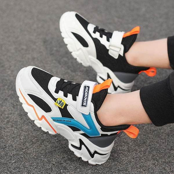 Adidași sport respirabili cu inscripție și velcro pentru băieți