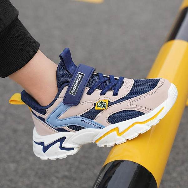 Adidași sport respirabili cu inscripție și velcro pentru băieți