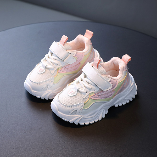 Adidași pentru copii cu autocolante în negru și roz