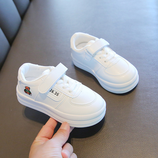 Tenisi copii din piele cu talpă plată și velcro