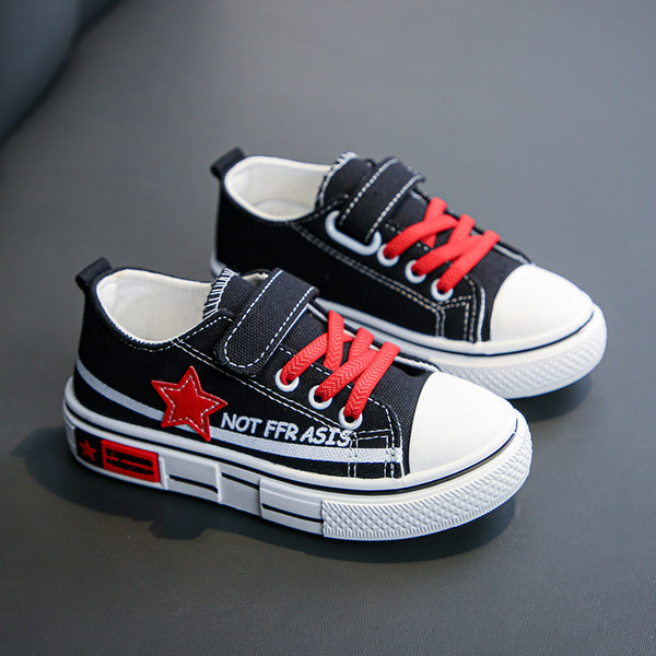 Adidași pentru copii din material textil cu talpă plată și emblemă