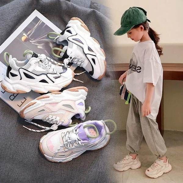 Adidași sport respirabili pentru fete cu șireturi și talpă aspră