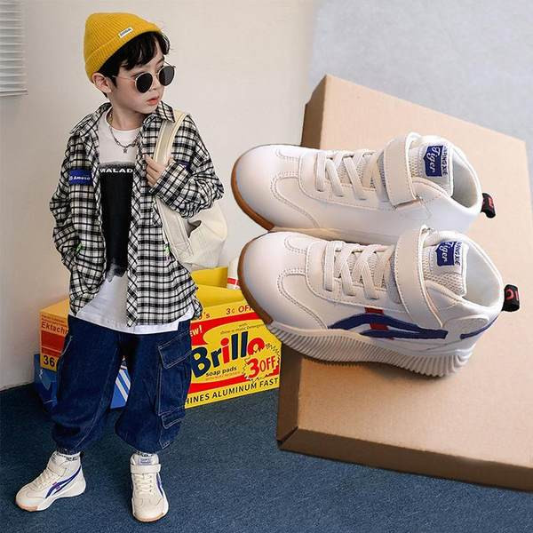 Έκο δερμάτινα ψηλά αθλητικά παπούτσια για κορίτσια με γραβάτες και velcro