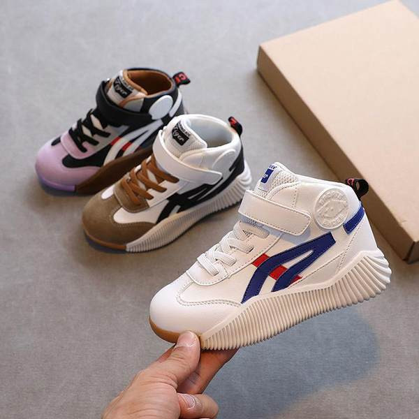 Έκο δερμάτινα ψηλά αθλητικά παπούτσια για κορίτσια με γραβάτες και velcro