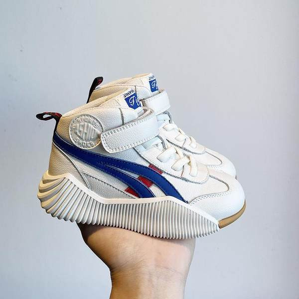 Παιδικά ψηλά αθλητικά παπούτσια για κορίτσια από οικολογικό δέρμα με κορδόνια και επιγραφή