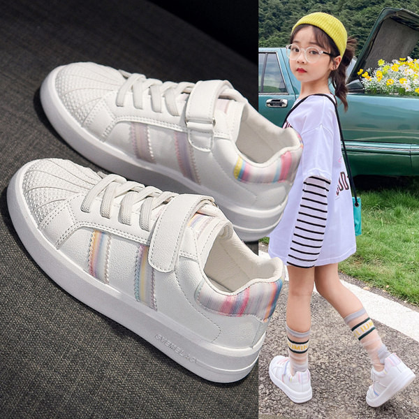 Dječje kožne tenisice s ravnim potplatom i čičkom