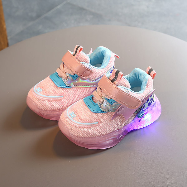 Παιδικά αθλητικά παπούτσια με στερέωση βελκρό και φωτεινή σόλα