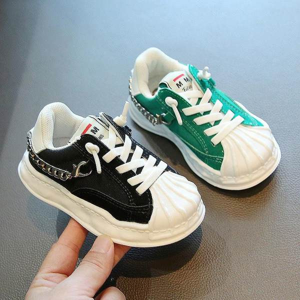 Παιδικά υφασμάτινα αθλητικά παπούτσια με μεταλλική αλυσίδα για αγόρια και κορίτσια