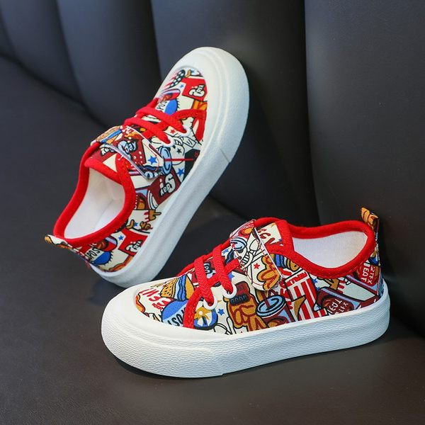 Πολύχρωμα παιδικά αθλητικά παπούτσια με στερέωση βελκρό και κορδόνια