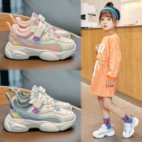 Μοντέρνα παιδικά πάνινα παπούτσια για κορίτσια με velcro και κορδόνια