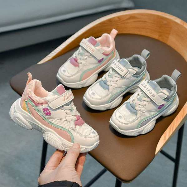 Μοντέρνα παιδικά πάνινα παπούτσια για κορίτσια με velcro και κορδόνια