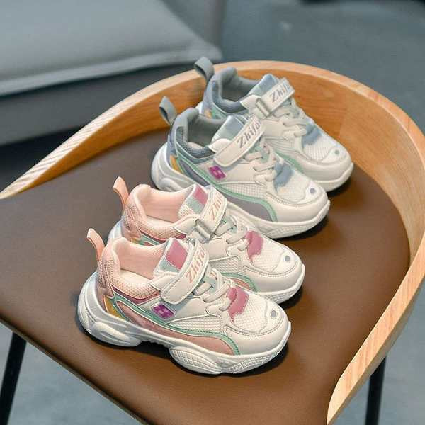 Μοντέρνα παιδικά πάνινα παπούτσια για κορίτσια με velcro και κορδόνια