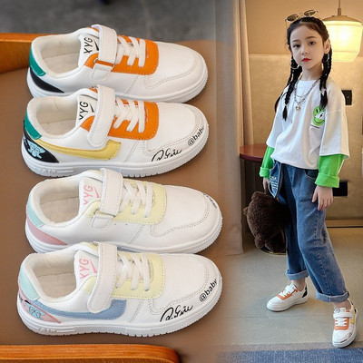 Παιδικά πάνινα παπούτσια με στερέωση βελκρό και επίπεδη σόλα - δύο χρώματα