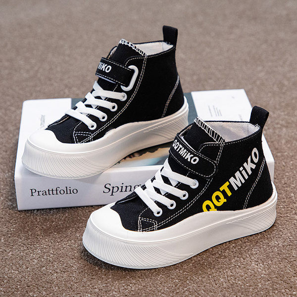 Παιδικά πάνινα αθλητικά παπούτσια με velcro και επιγραφές