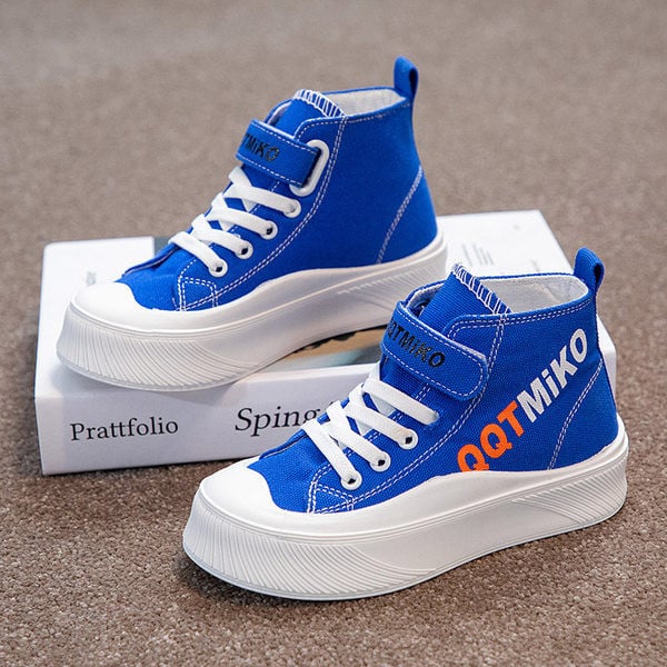 Παιδικά πάνινα αθλητικά παπούτσια με velcro και επιγραφές