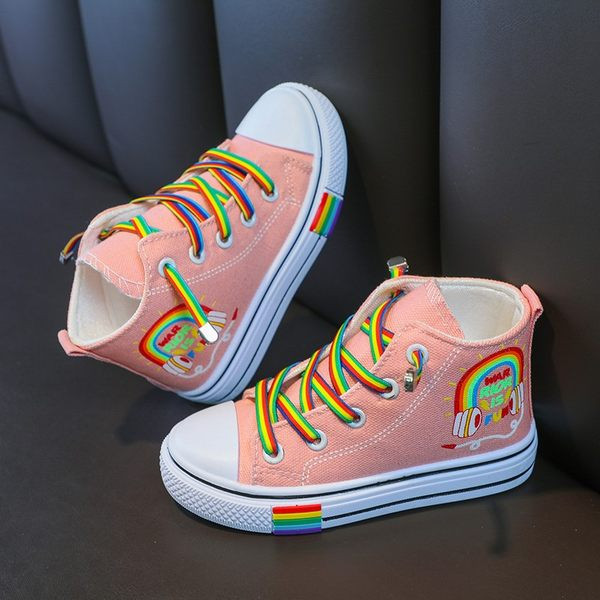 Παιδικά πάνινα αθλητικά πάνινα παπούτσια με χρωματιστά κορδόνια