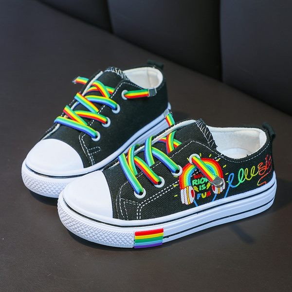 Παιδικά πάνινα αθλητικά πάνινα παπούτσια με χρωματιστά κορδόνια