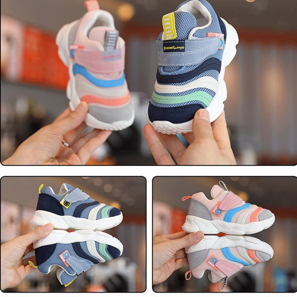 Παιδικά μοντέρνα αθλητικά παπούτσια με velcro και επίπεδη σόλα