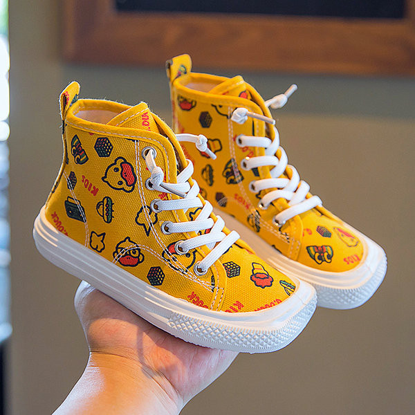 Vászon gyerekcipő fűzővel és lapos talppal