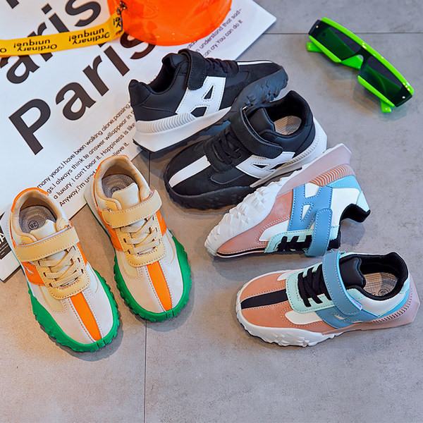 Casual παιδικά αθλητικά παπούτσια με βελούδινο κούμπωμα και κορδόνια