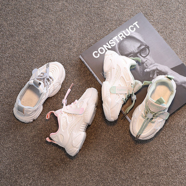 Μοντέρνα  παιδικά αθλητικά παπούτσια για κορίτσια με δίχτυ και κορδόνια