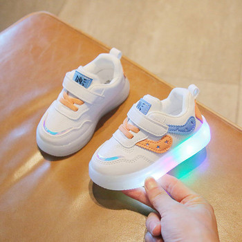 Ежедневни детски кожени маратонки със светещи подметки за момчета или момичета