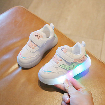 Ежедневни детски кожени маратонки със светещи подметки за момчета или момичета