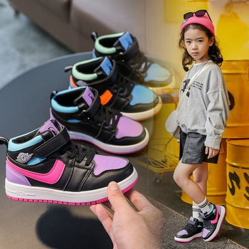 Παιδικά πάνινα παπούτσια με κορδόνια και επίπεδη σόλα - μαύρο χρώμα