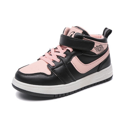 Παιδικά πάνινα παπούτσια με κορδόνια και επίπεδη σόλα - μαύρο χρώμα