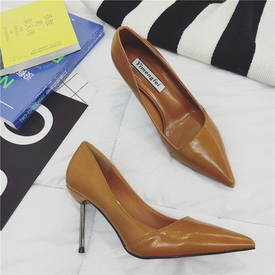 Έκο δερμάτινα μυτερά παπούτσια με ψηλό τακούνι 8 cm για γυναίκες