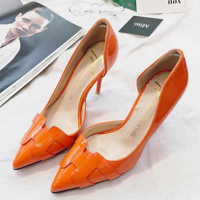 Γυναικεία έκο δερμάτινα παπούτσια μυτερό μοντέλο με ψηλό λεπτό τακούνι 9,5 εκ