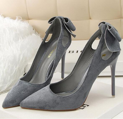 Γυναικεία σουέντ παπούτσια με κορδέλα και με ψηλό τακούνι  10,5 εκ