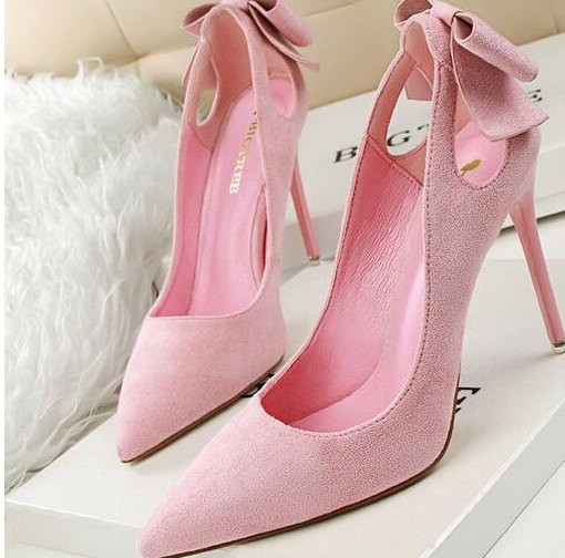 Γυναικεία σουέντ παπούτσια με κορδέλα και με ψηλό τακούνι  10,5 εκ