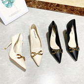 Pantofi casual dama cu toc inalt si decor metalic