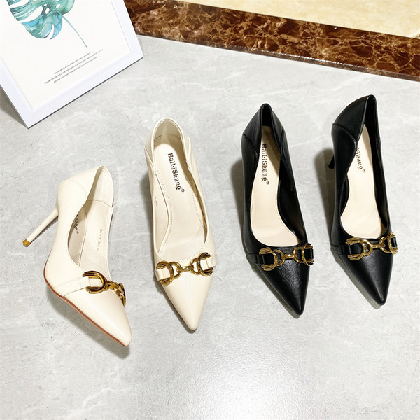 Pantofi casual dama cu toc inalt si decor metalic