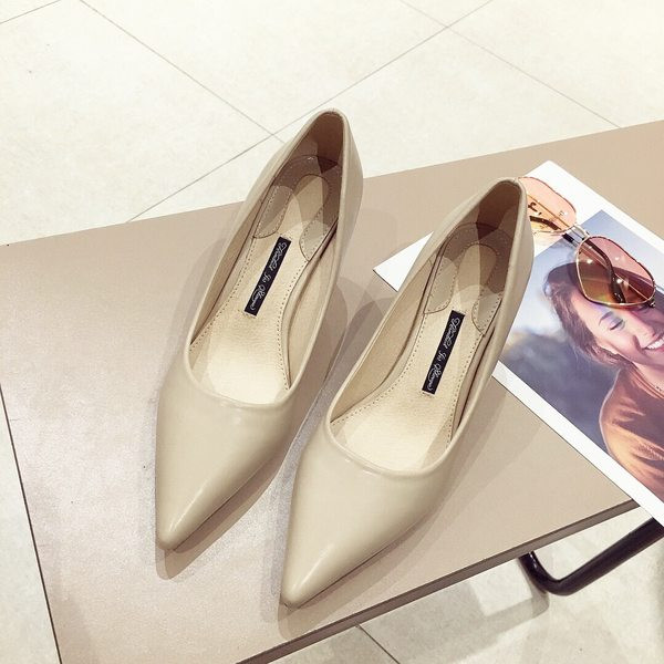 Pantofi de dama din piele cu toc rotund inalt 5 cm