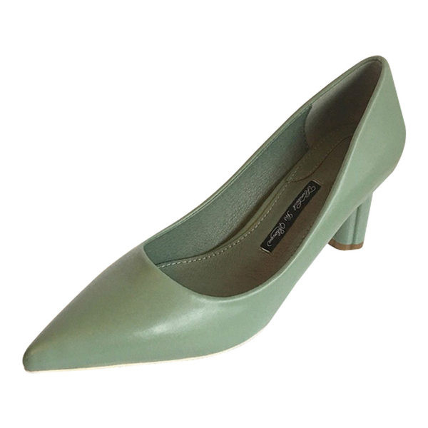 Pantofi de dama din piele cu toc rotund inalt 5 cm