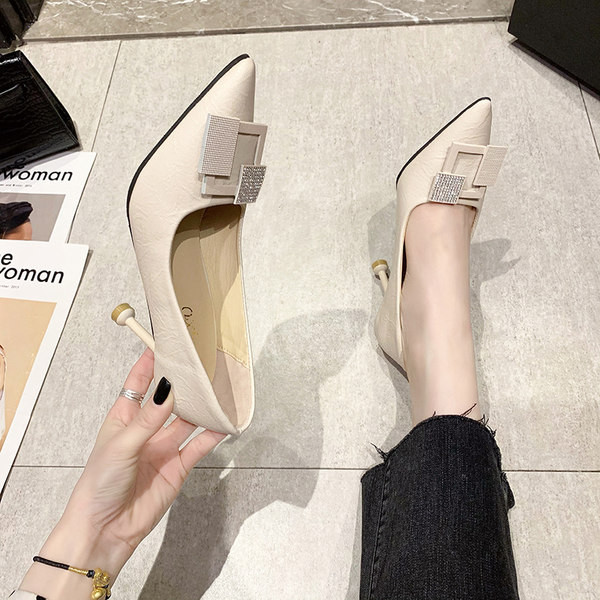 Pantofi de dama din piele ecologica cu toc subtire de 9 cm