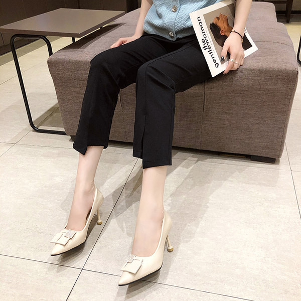 Pantofi de dama din piele ecologica cu toc subtire de 9 cm