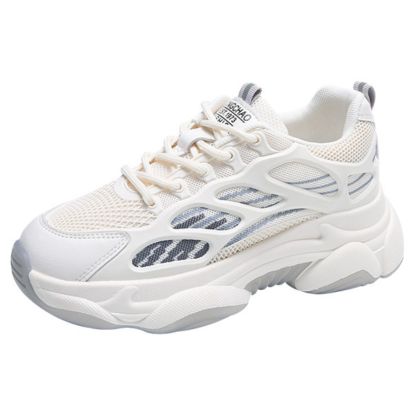 Γυναικεία πάνινα παπούτσια με τραχιά σόλα - κατασκευασμένα από οικολογικό δέρμα και ύφασμα