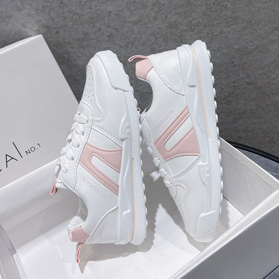 Tenisi dama din piele ecologica cu sireturi si inscriptionare