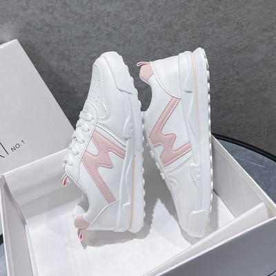 Tenisi dama din piele ecologica cu sireturi si inscriptionare