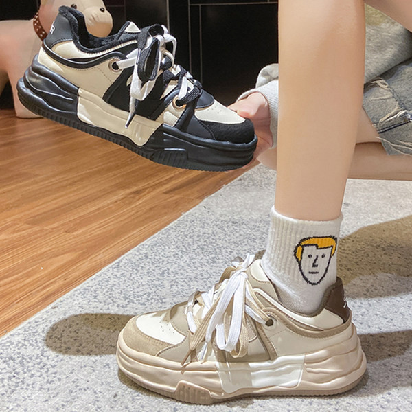 Tenisi casual dama cu talpa groasa - in doua culori