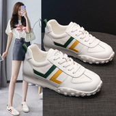 Γυναικεία οικολογικά δερμάτινα αθλητικά παπούτσια με κορδόνια και επιγραφή