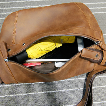 Μοντέρνα αντρική τσάντα από οικολογικό δέρμα με φερμουάρ