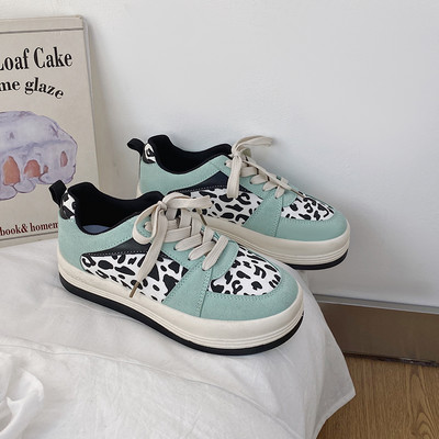 Adidași casual cu talpă plată și imprimeu animal