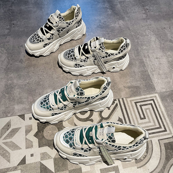 Ženske tenisice s leopard uzorkom i potplatom od 5 cm