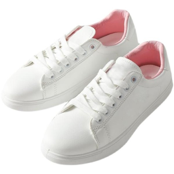 Γυναικεία αθλητικά παπούτσια από οικολογικό δέρμα με κορδόνια - απλό μοντέλο